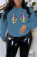 Blue Street Daily Print Skull Patchwork O Neck Tops