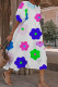 White Casual Print Patchwork O Neck A Line Dresses