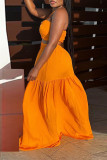 Red Sexy Daily Elegant Vacation Patchwork Solid Color Halter Dresses