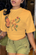 Yellow Street Daily Butterfly Print Patchwork O Neck T-Shirts