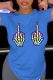 Royal Blue Casual Daily Print Skull Patchwork O Neck T-Shirts