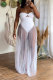 White Sexy Casual Elegant Vacation Chains Solid Color Pleated Halter Sleeveless Two Pieces