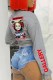 Grey Casual Figure Print Letter O Neck Tops