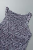 Purple Casual Solid Backless Spaghetti Strap Sleeveless Dress Dresses