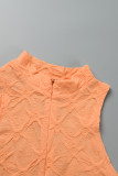 Orange Casual Solid Patchwork Zipper Collar Skinny Romper