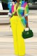 Yellow Casual Print Patchwork Turndown Collar Long Sleeve Two Pieces