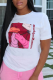 White Street Daily Character Print Patchwork O Neck T-Shirts
