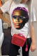White Casual Daily Print Patchwork O Neck T-Shirts