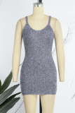 Purple Casual Solid Backless Spaghetti Strap Sleeveless Dress Dresses