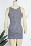 Purple Casual Solid Backless Spaghetti Strap Sleeveless Dress Dresses