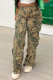 Camel Street Camouflage Print Patchwork Pocket Regular High Waist Wide Leg Full Print Bottoms