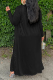 Black Casual Solid Basic U Neck Plus Size Three Piece Set
