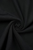 Black Sexy Solid Hollowed Out Spaghetti Strap Long Sleeve Dresses