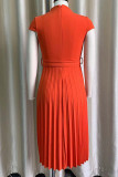 Tangerine Casual Solid Patchwork O Neck Straight Dresses