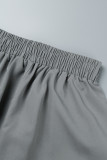 Grey Street Solid Patchwork Pocket High Opening Loose High Waist Type A Solid Color Bottoms