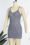 Purple Casual Solid Backless Spaghetti Strap Sleeveless Dress Dresses