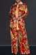 Red Casual Print Patchwork Shirt Collar Half Sleeve Two Pieces