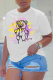 White Street Daily Print Patchwork O Neck T-Shirts