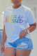 White Street Daily Print Letter O Neck T-Shirts