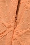 Orange Casual Solid Patchwork Zipper Collar Skinny Romper