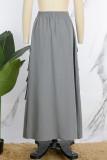 Grey Street Solid Patchwork Pocket High Opening Loose High Waist Type A Solid Color Bottoms