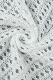 White Sexy Color Lump Hollowed Out Buttons Contrast POLO collar One Step Skirt Short Sleeve Dress
