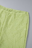 Green Casual Solid Patchwork Long Sleeve Two Pieces