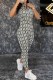 White Elegant Print Letter Zipper Collar Jumpsuits