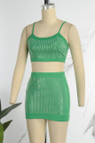 Red Sexy Patchwork Hot Drilling Backless Spaghetti Strap Sleeveless Two Pieces