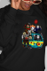 Black Street Vintage Character Print Patchwork O Neck Tops