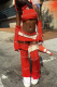 Red Street Color Lump Tassel Hollowed Out Patchwork Turtleneck Sleeveless Two Pieces(With Oversleeve)