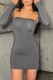 Grey Sexy Casual Solid Patchwork Square Collar Wrapped Skirt Dresses