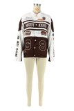 Red Casual Print Patchwork Outerwear (Can Be Worn In Two Ways)