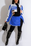 Red Casual Print Patchwork Outerwear (Can Be Worn In Two Ways)