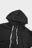 Black Casual Solid Patchwork Hooded Collar Regular Long Sleeve Two Piece Set