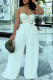 White Sexy Casual Solid Patchwork Backless Spaghetti Strap Regular Jumpsuits