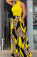 Yellow Casual Print Patchwork Pocket Turtleneck Sleeveless Two Pieces