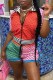 Colour Casual Print Letter Zipper Collar Short Sleeve Two Pieces