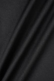 Black Casual Solid Patchwork Off the Shoulder Jumpsuits