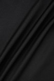 Black Street Print Patchwork O Neck Short Sleeve Two Pieces