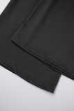Black Casual Solid Patchwork Off the Shoulder Jumpsuits