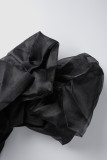 Black Casual Solid Patchwork Off the Shoulder Jumpsuits