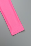 Pink Casual Solid Basic Turtleneck Long Sleeve Dresses