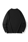 Black Casual Daily Print Patchwork O Neck Tops