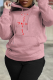 Pink Casual Daily Print Draw String Letter Hooded Collar Tops
