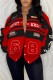 Red Casual Print Patchwork Outerwear (Can Be Worn In Two Ways)