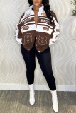 Red Casual Print Patchwork Outerwear (Can Be Worn In Two Ways)