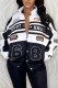 Black Casual Print Patchwork Outerwear (Can Be Worn In Two Ways)