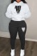 White Street Print Letter Hooded Collar Long Sleeve Two Pieces