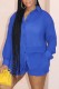 Blue Casual Solid Patchwork Shirt Collar Long Sleeve Two Pieces